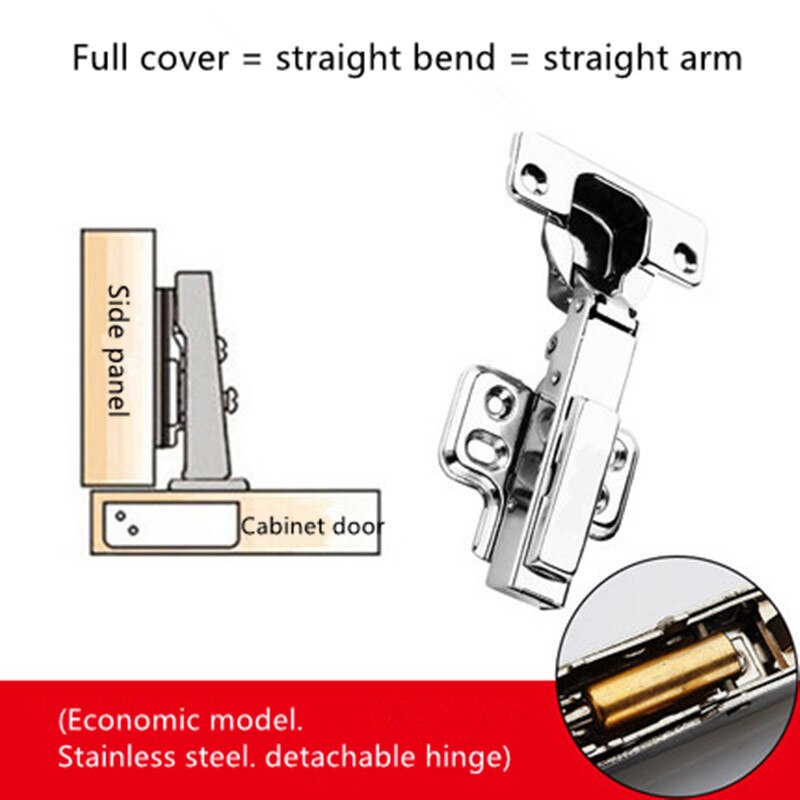 C Series Hinge Stainless Steel Door Hydraulic Hinges Damper Buffer Soft Close For Cabinet Cupboard Furniture Hardware: Full Cover