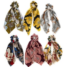 Sommer hår tørklæde sløjfe knude hestehale holder hår scrunchies til kvinder store blomster pandebånd elastisk hårtilbehør