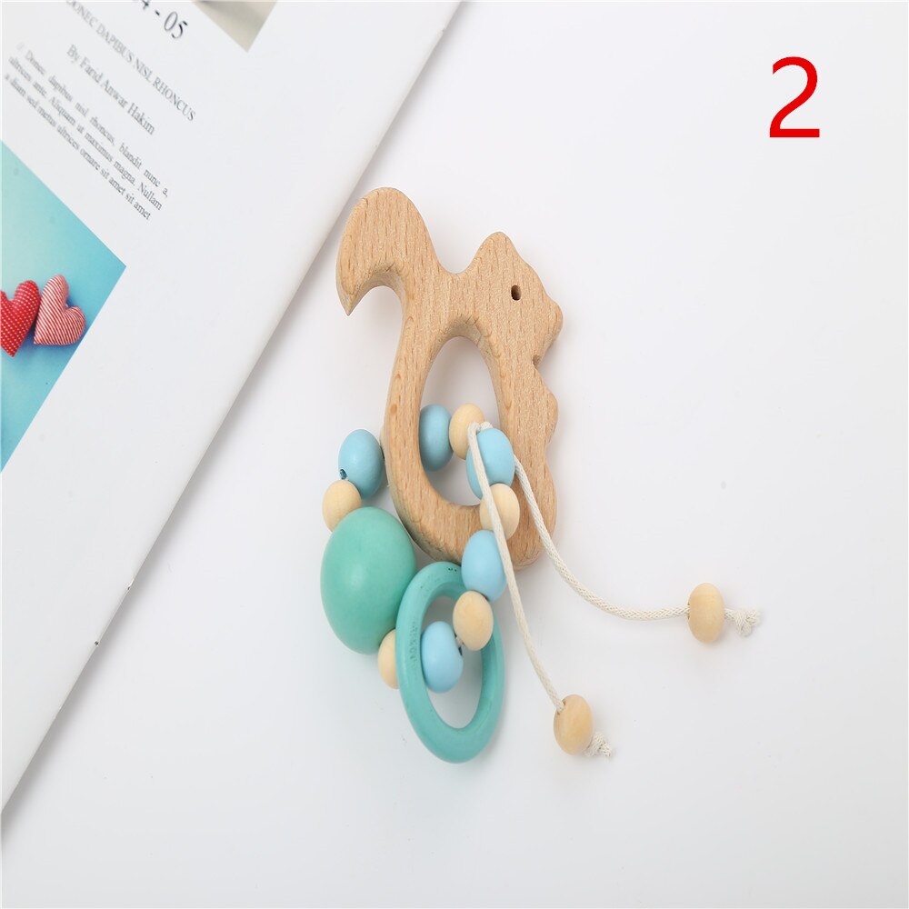 1Pc Hout Armband Dier Vormige Baby Organische Houten Siliconen Kralen Baby Molaire Speelgoed Voor Kids: 2