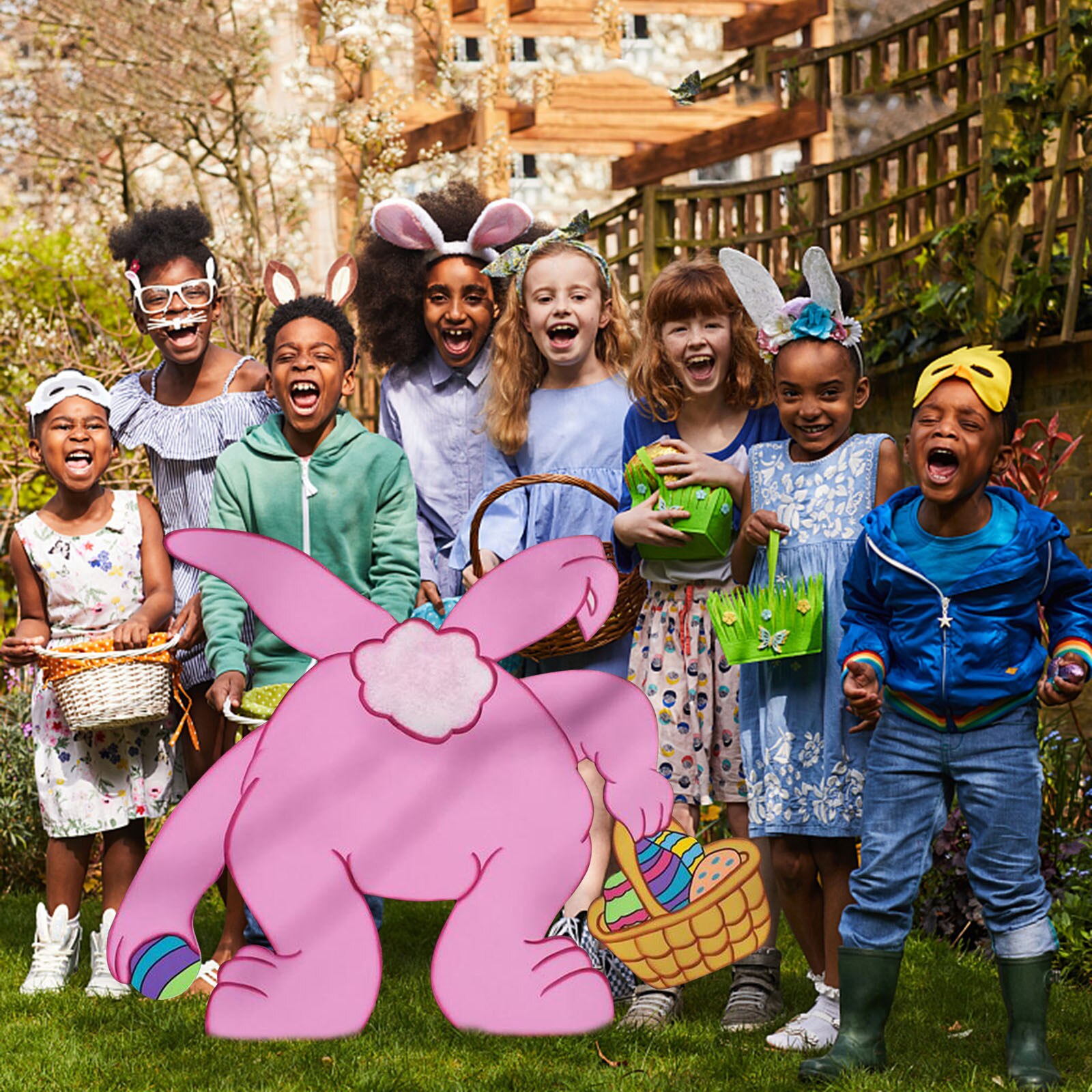 Wooden Easter Garden Decoration Bunny Rabbit Sign Home Lawn Yard Decor Art Sculpture Garden Statue Easter Spring Decoration tuin