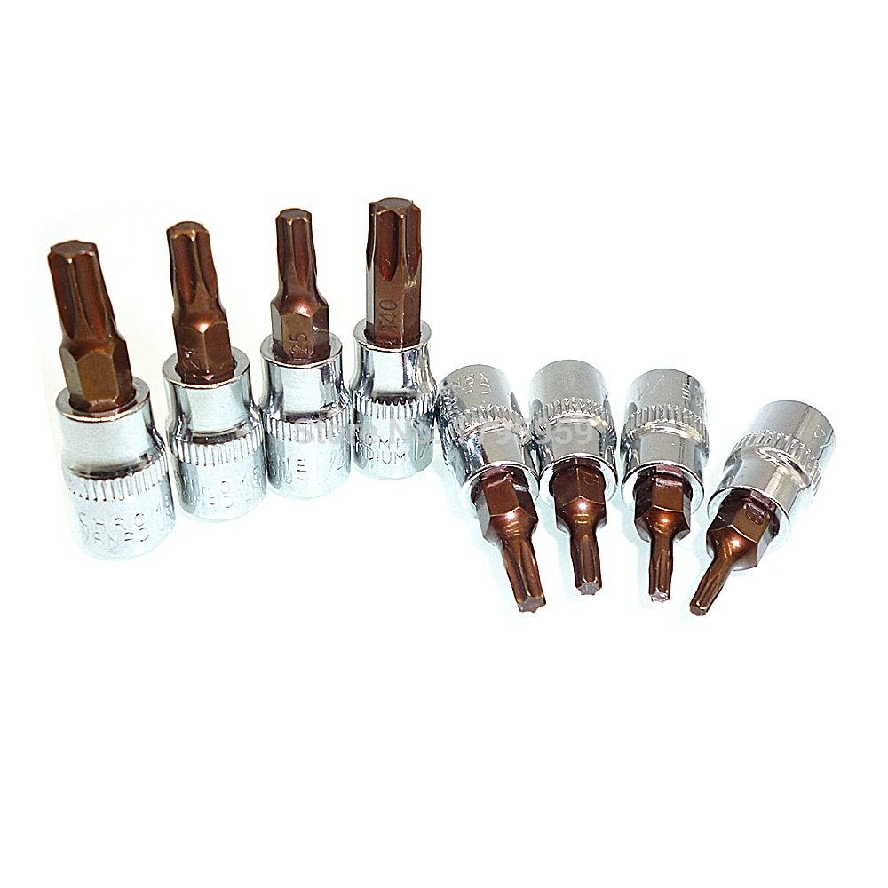 Jeu de tournevis à douille Torx 8 pièces 1/4 "tournevis à Impact carré T8 T10 T15 T20 T25 T27 T30 T40 clé Torx clé à douille outils