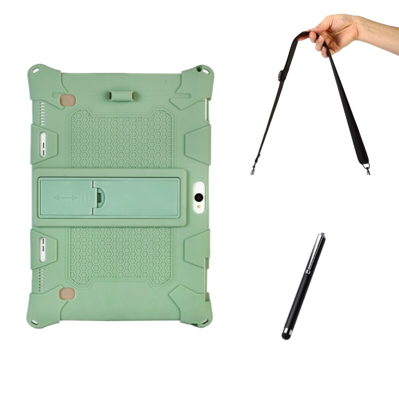 Coque de protection antichoc cmr -w09, 10.8 de protection universel en silicone souple pour tablette huawei mediapad  m5 10.8/ m6: Vert clair et sangles