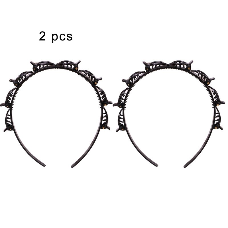Punk gothique coiffure torsion Clip Barrette tresse outils magique cheveux accessoires fête bandeau décontracté pour les femmes filles: Black 2pcs