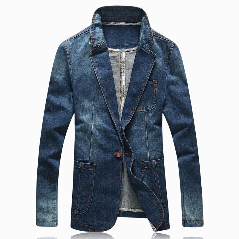 TANG – veste en Jean Slim pour hommes, costume de à la , Blazer tendance, costume décontracté, printemps,: Dark Blue / XXXL