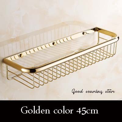 30/45cm brass antique golden oil rubbed brone bathroom shelf, wall mounted bathroom basket: golden color 45cm