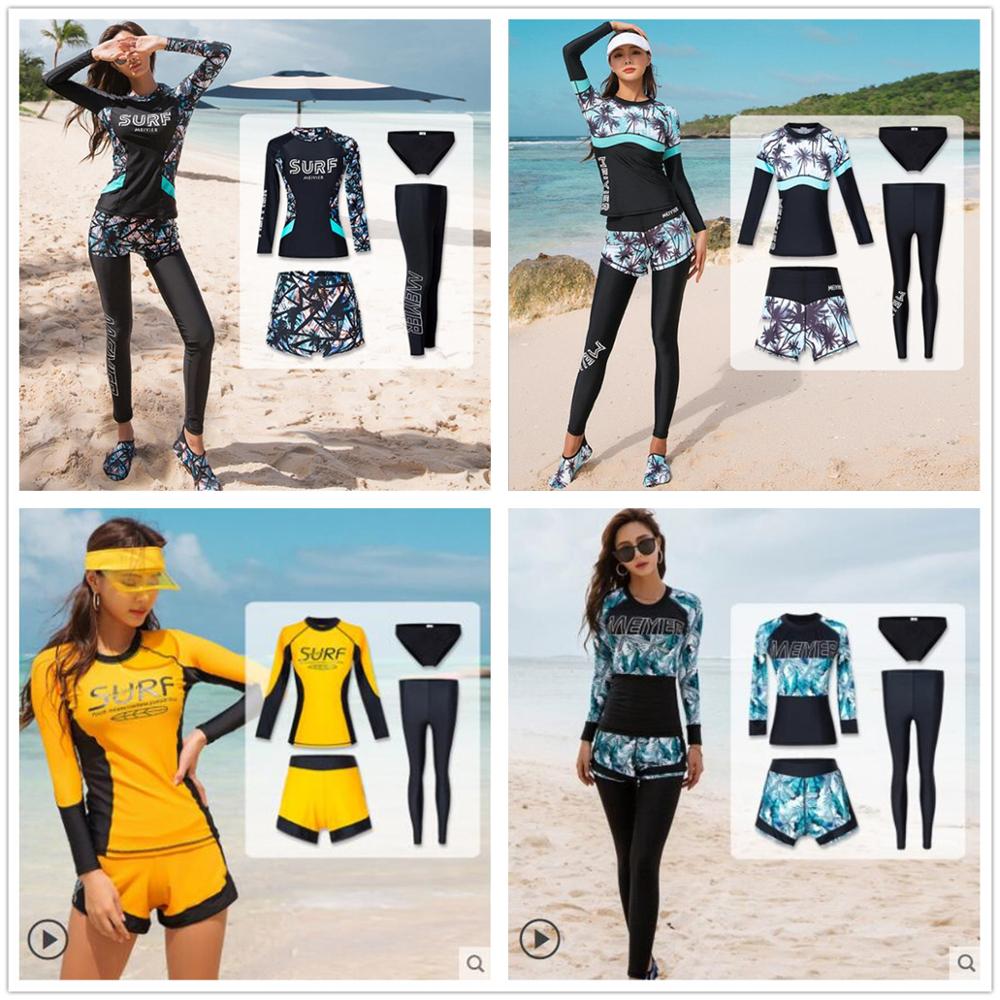 Modest burkini muslim swimwear womens full body swimsuit 4 Pieces islamic beachwear long sleeve bathing suit female