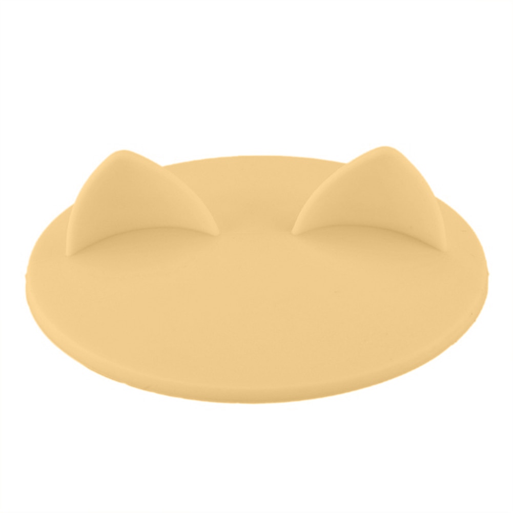 Food-grade Silicone Cat Ear Coffee Mug Glass Cup Cover Lid Cap: Yellow