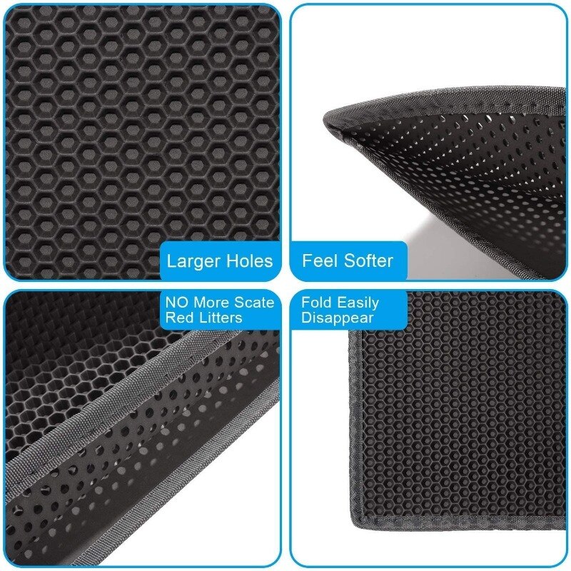 Cat Litter Mat Honeycomb Double Layer Waterproof Urine Proof Trapping Mat Litter Box Mat Easy Clean Scatter Control Litter Mats