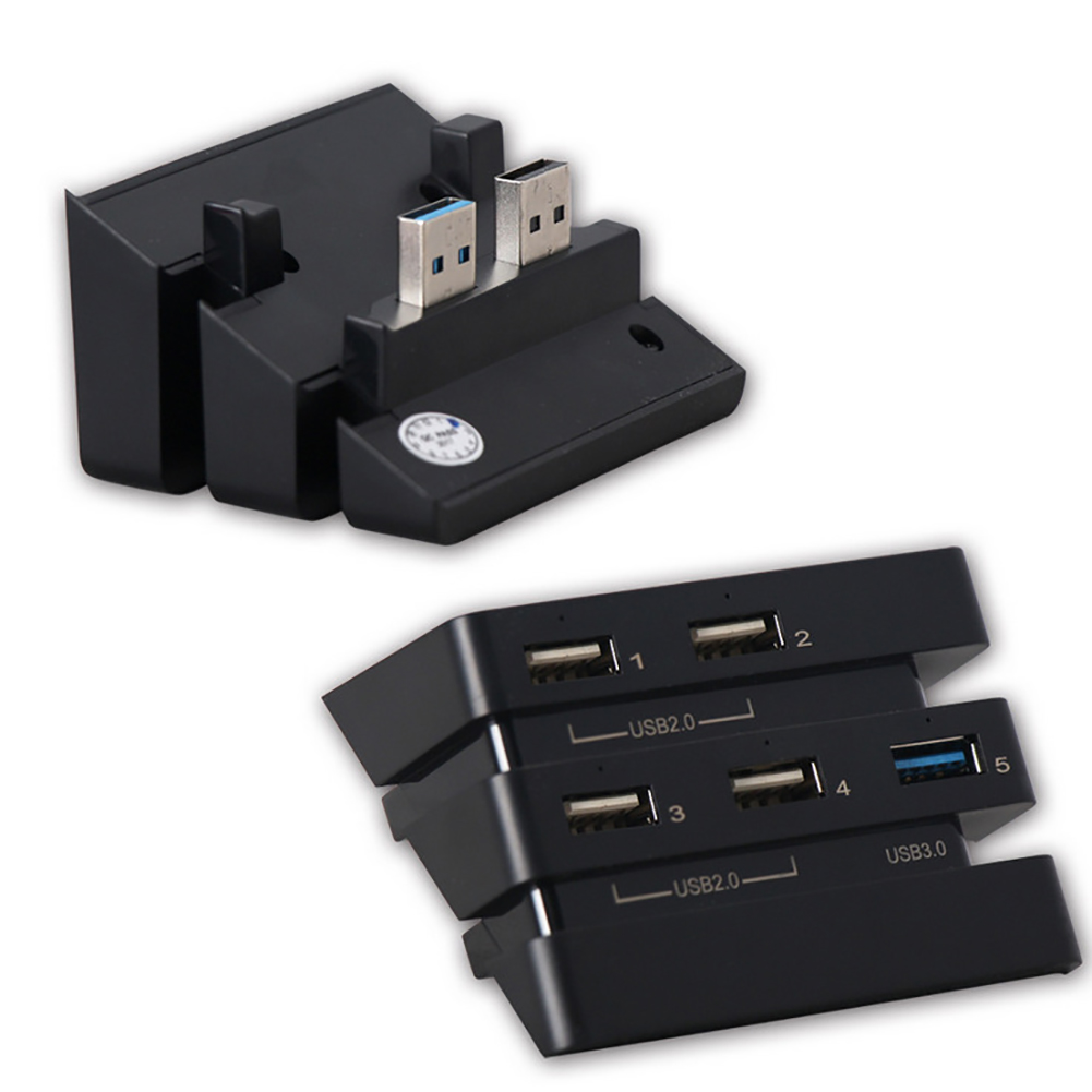 5 port praktisk med led indikator forlængelse 4 usb 2.0 gaming ladekonsol adapter 1 usb 3.0 usb hub holdbar til  ps4 pro