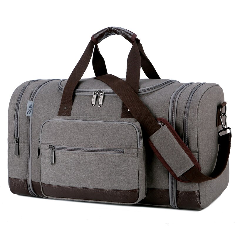 Sacs de voyage en toile pour hommes avec sacs de rangement en cuir pour bagages à main en cuir pour hommes: Gray