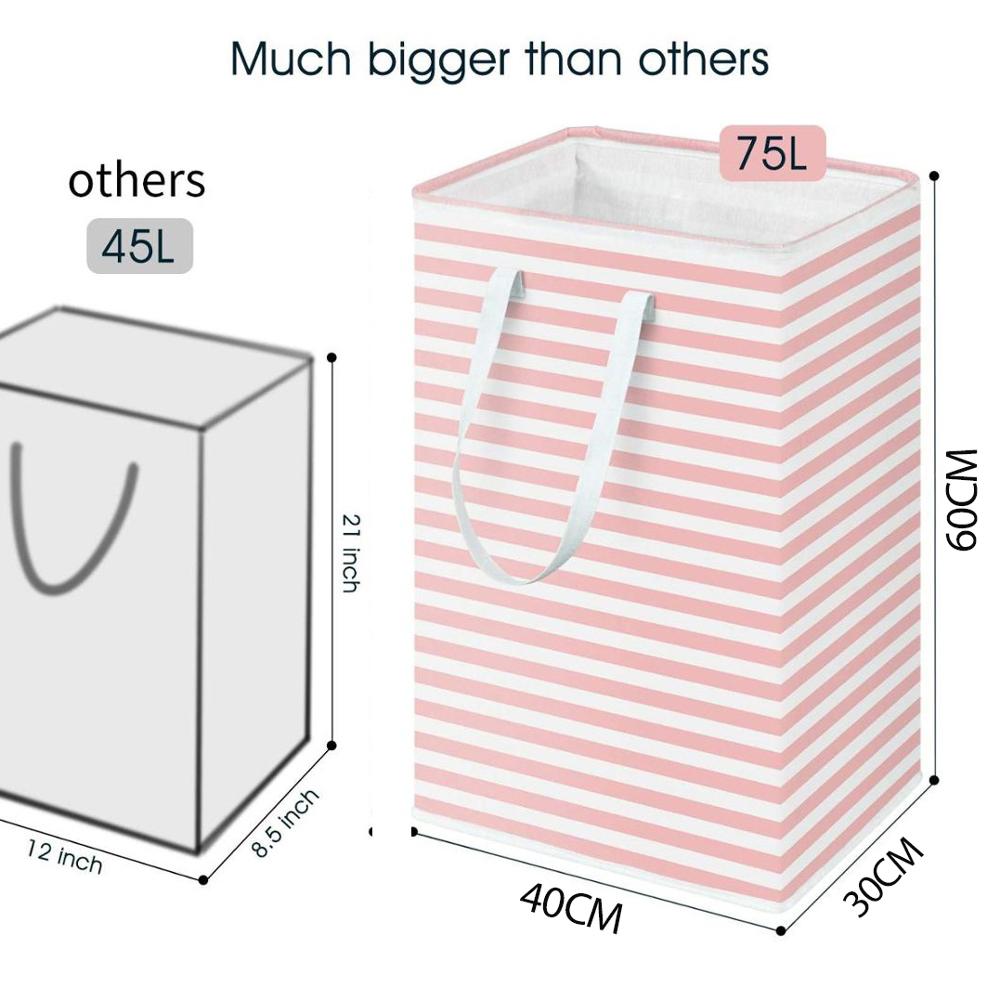 75L Laundry basket Large Clothes storage Basket with Extended handle for Storage basket Toys in Bedroom Foldable Hamper