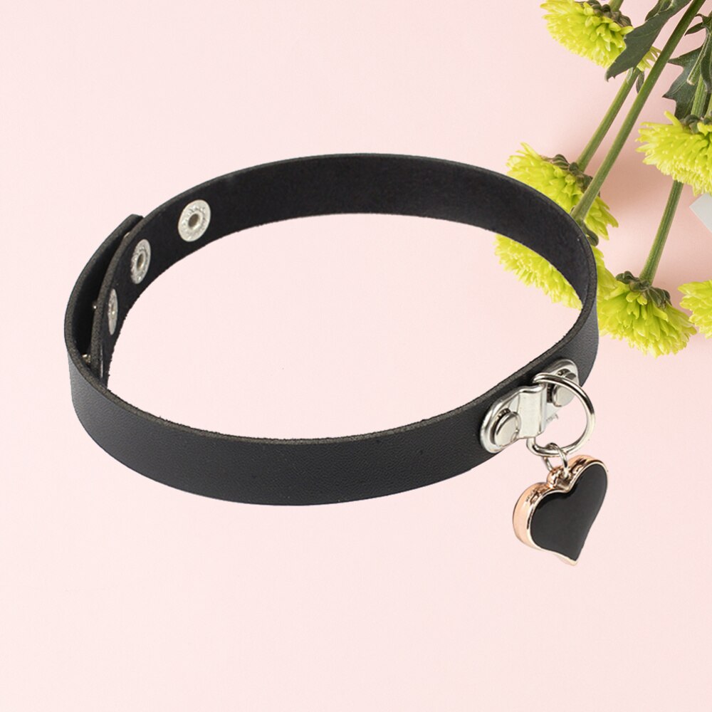 Leren halsketting, stijlvolle verstelbare gothic choker ketting, accessoires voor dames (zwart)