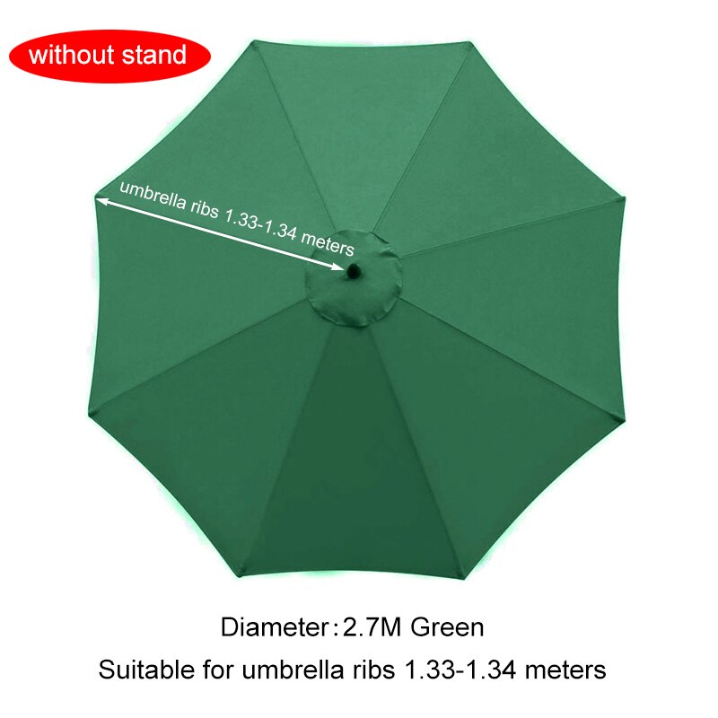 2/2.7/3M Parasol Vervangbare Doek Zonder Stand Outdoor Tuin Patio Banaan Paraplu Cover Waterdicht Zonnescherm Luifel: 2.7m Green for 8 Rib