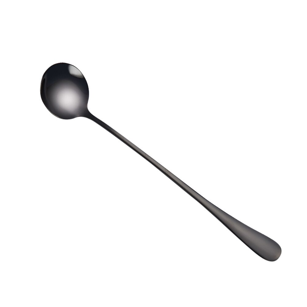 Rundt hoved langt håndtag ske farverige rustfrit stål skeer bestik drikkeværktøj køkken gadget kaffe frugt teske  h5