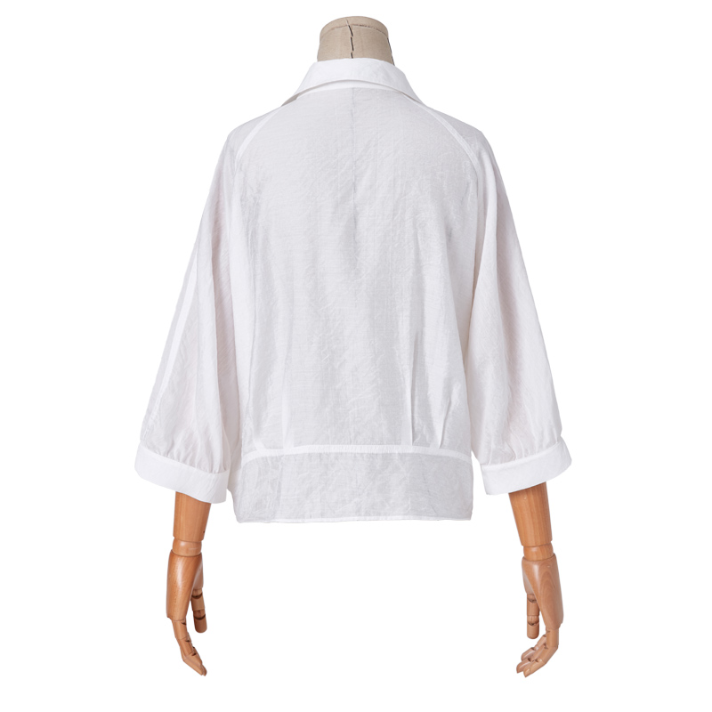 Artka sommer kvinder hvid skjorte afslappet speciel løs kort skjorte turn-down krave nylon bluse  sa10096c