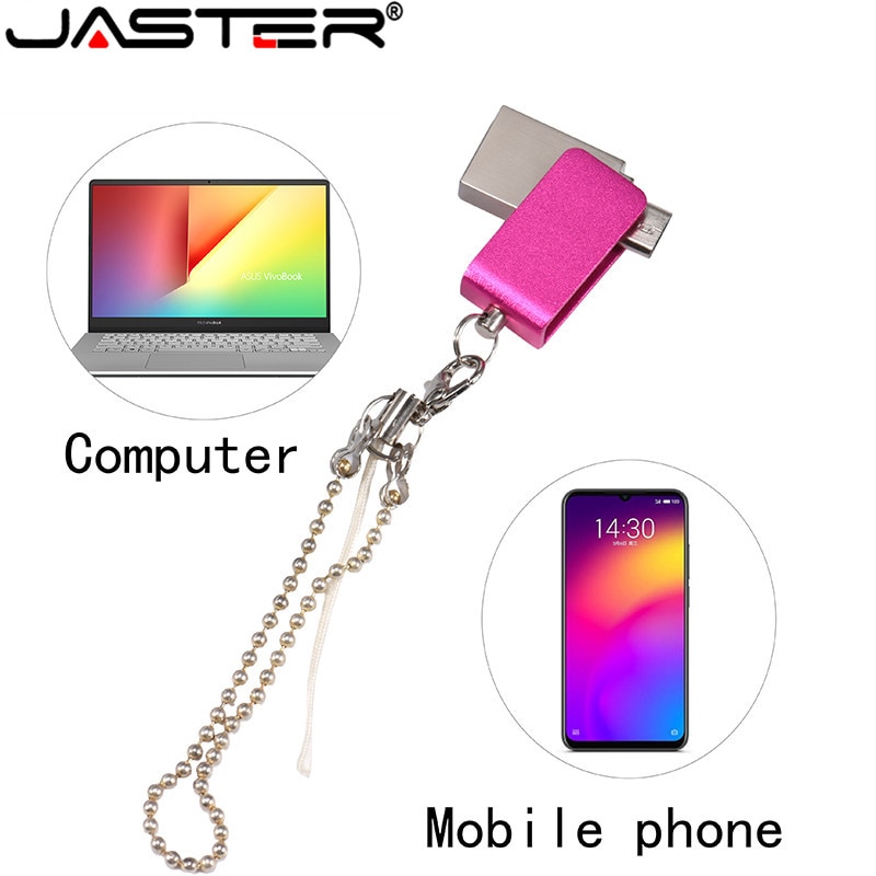 JASTER usb 2.0 pen drive 4gb 16gb flash drives pendrive 32 gb usb memory stick 64g OTG metal usb flash drive for Micro usb2.0