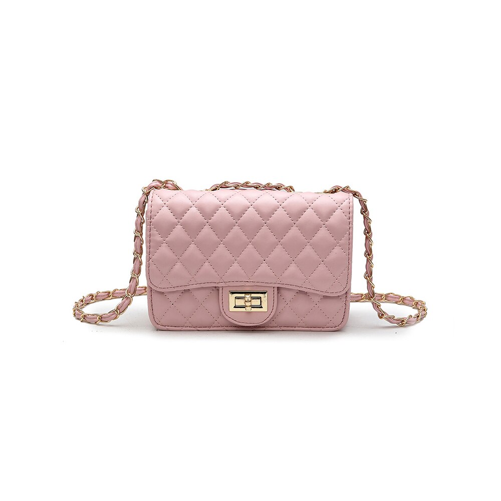 Bag female mini bag ins super fire shoulder messenger bag small fragrant rhombus chain bag: Pink (Square lock)