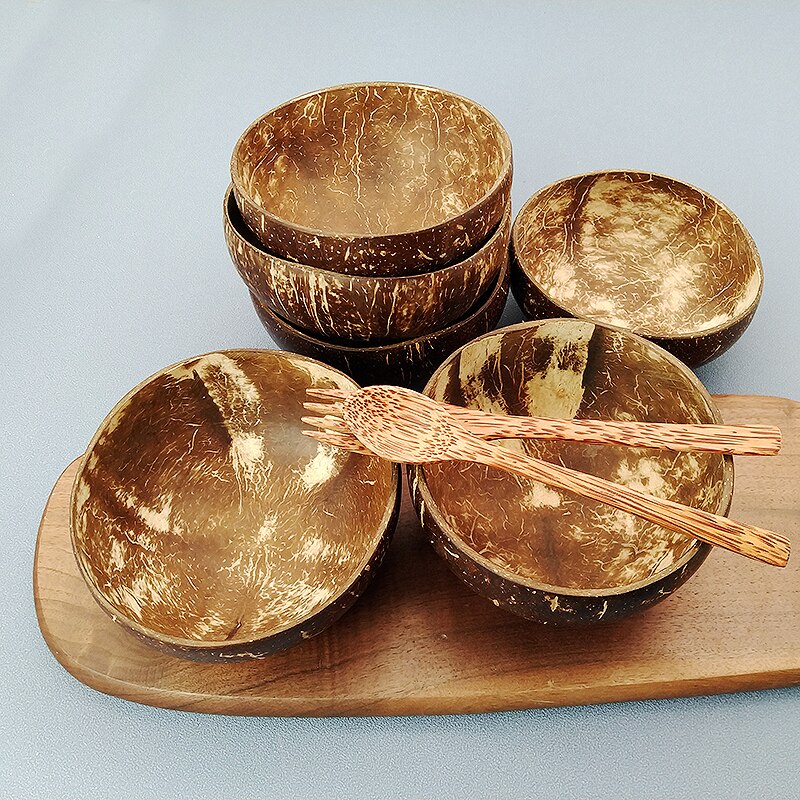 Bol en noix de coco naturelle importé du Vietnam, fait à la main, artisanat exquis adapté à la consommation de salade de fruits, vaisselle domestique