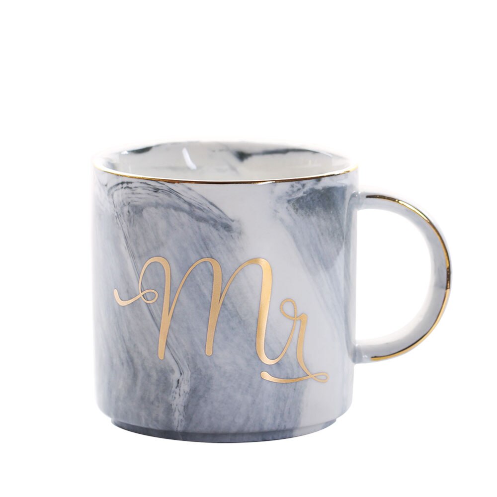 380ml Marble Ceramic Mug Travel Coffee Mug Milk Tea Cups Mr and Mrs Mugs Pink Gold Inlay Breakfast Home Decor: 1pcs1