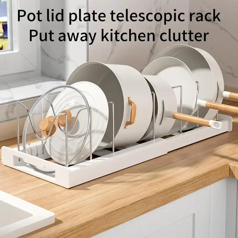 Estante de cocina ajustable y extensible para guardar ollas y utensilios en gabinetes, encimera, cuenco y estante para platos