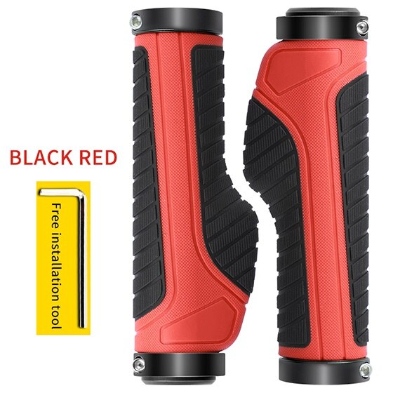 WEST RADFAHREN MTB Fahrrad Lenker Gummi Griffe Ergonomische Bike Zubehör Ring Abschließbare Nicht-rutsch Schock Absorption Fahrrad Griffe: Black Red