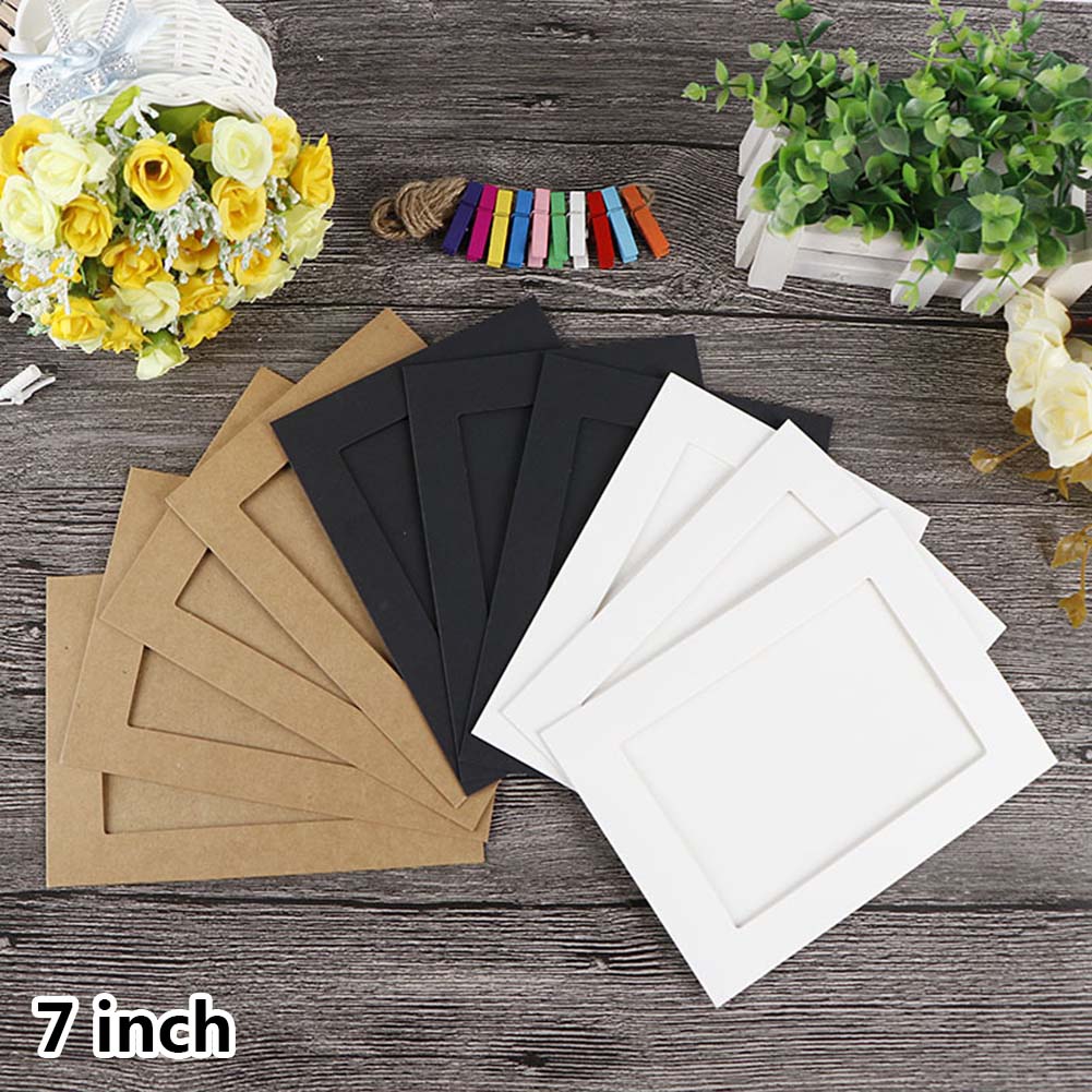 10pcs Photo Frame DIY 3 5 6 7 Inch Kraft Paper Hanging Wall Picture Album Decoration For Home: 7 Inch