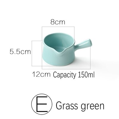Ceramic Macarons Milk Jug Super Cute Spout Single Handle Milk Thistle Sauce Mini Bowl Baby Food Bowl Snack Saucer: E.Grass green