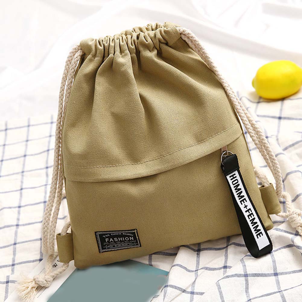 Heiße Frauen Leinwand Lagerung Kordelzug Tasche Rucksack Rucksack lässig für Schule Reise Fitnessstudio zurück Pack Schulter Tasche Für Jugendliche DSA: khaki