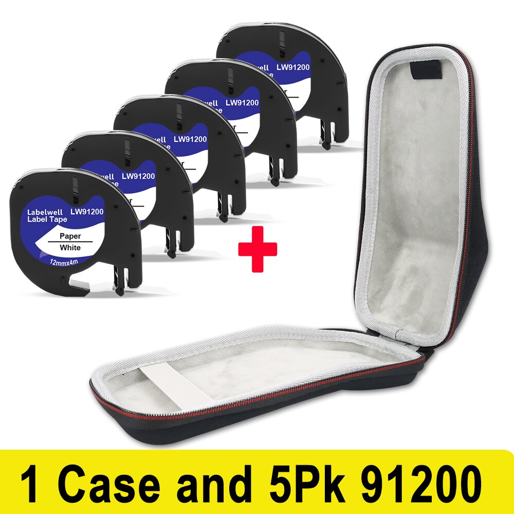 Labelwell ochronny futerał podróżny do Dymo Letratag LT-100H LT100H wytwórnia etykiet twardy futerał do przenoszenia schowek LT 91201 12267: 1 Case 5PK 91200