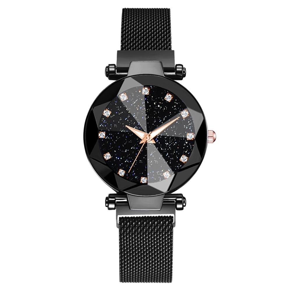 Luxury Magnetic Women Watches Starry Sky Watch Women Diamond Female Quartz Ladies Wristwatches Clock Zegarek Damski reloj mujer: Black