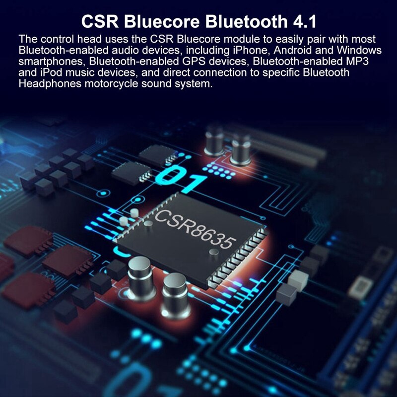 AiRide G1 Motorcycle Helmet Headphone 10M Bluetooth Group Interphone Waterproof with Voice Control, CVC Noise Canceling