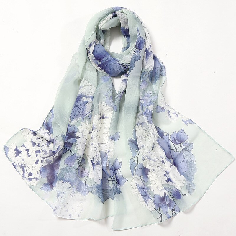 Beach flower print Georgette chiffon scarf silk square hijab cool shawl ladies foulard femme Scarves hair bufanda mujer