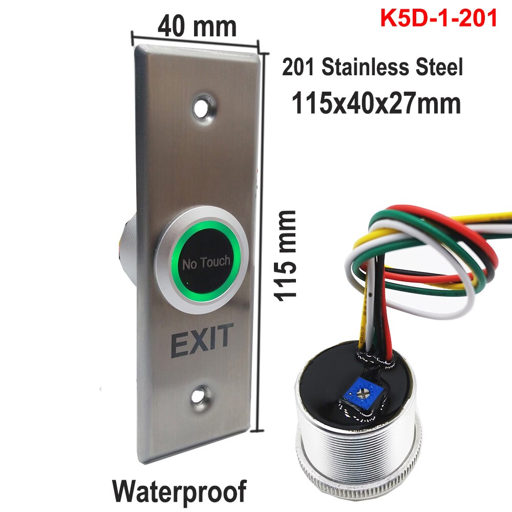 DC12V 24V IP68 Waterproof Time Delay Contactless No Touch Infrared Lock Exit Button Door Release Switch: K5D-1-201