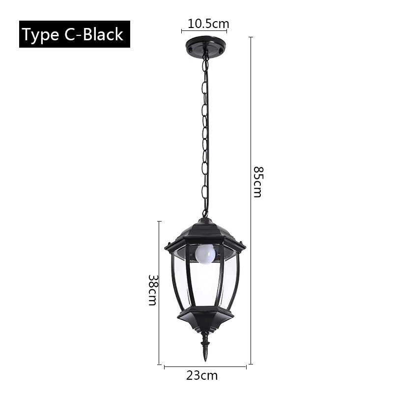 Lampes suspendues imperméables européennes en plein air rétro village lustre balcon couloirs lumières raisin support lampe à suspension luminaire: Type C black