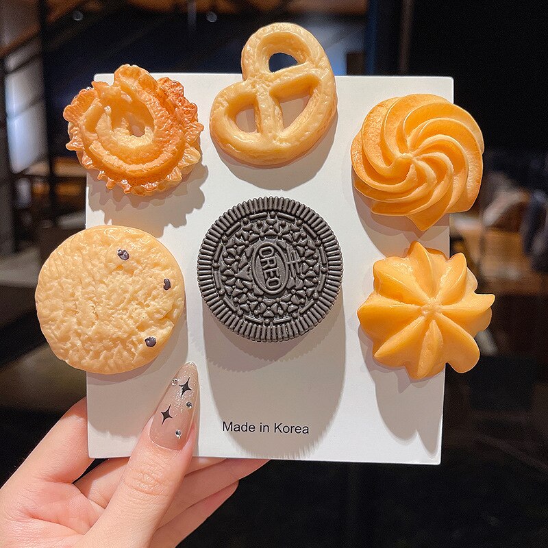 Version Biscuits Barrette Personality Girls Cute Hairpins Children Funny Headwear Korean Kids Hair Accessories