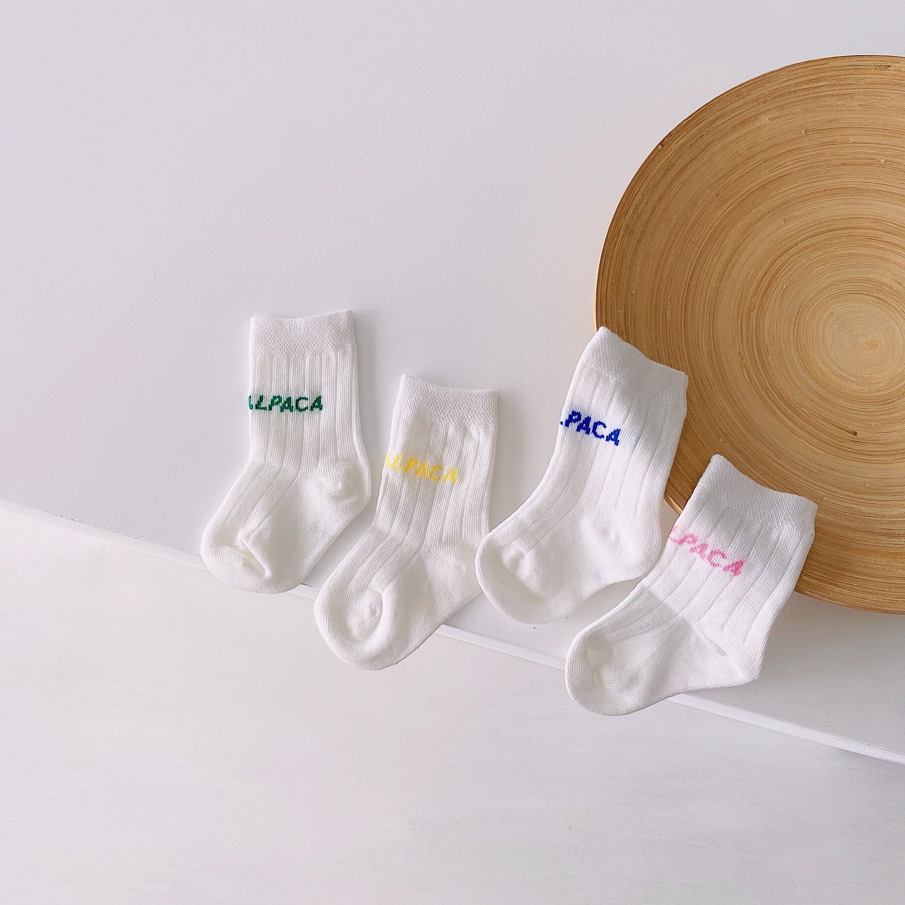 4 Pairs Children Socks Age 1-6 Year Letter Embroidery Cotton Hosiery Happy Girls Boys Kids White Socks