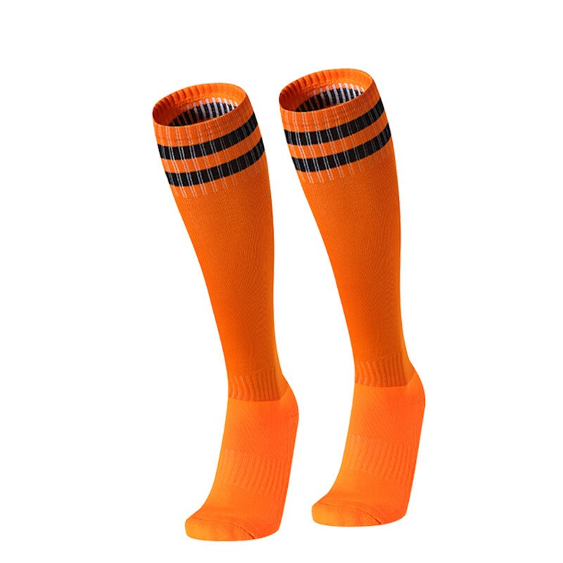 1 paire unisexe rayé hommes femmes haute chaussettes longues sport Baseball Football genou chaussettes: Orange  Black