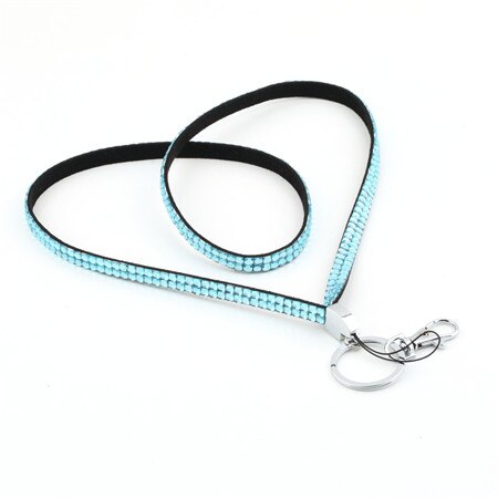 Unisex rhinestone crystal bling anpassad halsband & id-märke mobiltelefon nyckelhållare ring för avslappnad sport: Himmelsblå