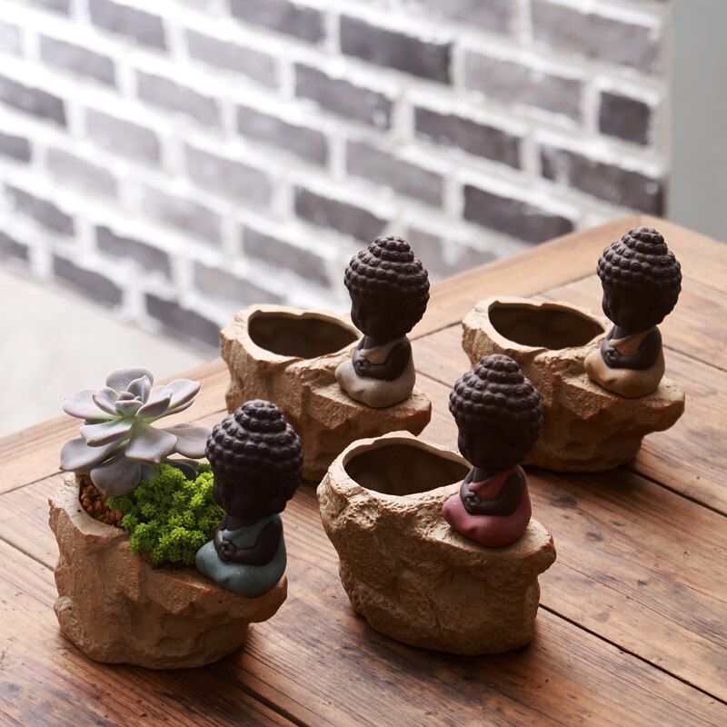 Buddha Ceramic Vase Flower Pots Planters Home Decorative Flower Vases Purple Clay Porcelain Planter