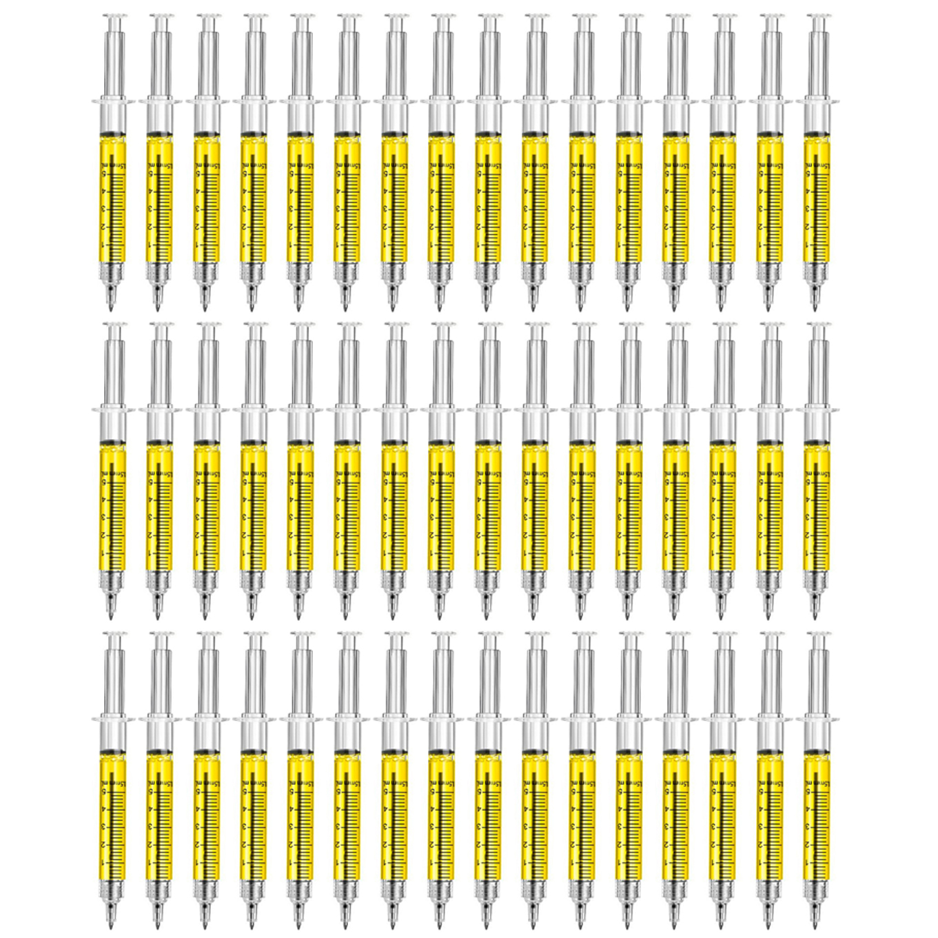 48 stück kugelschreiber mit injektionsspitze, flüssigkeitsstift für ärzte und krankenschwestern, farbspritzenstifte: Gelb / Blau
