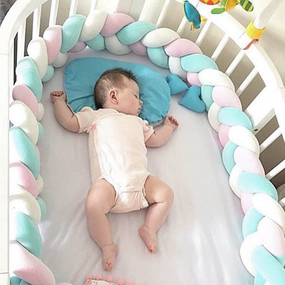 3m ekstra lange krybbe kofanger pude hegn sikker sovende til spædbørn babyer fletning seng kofanger hegn nyfødt sovebeskytter  hm0102
