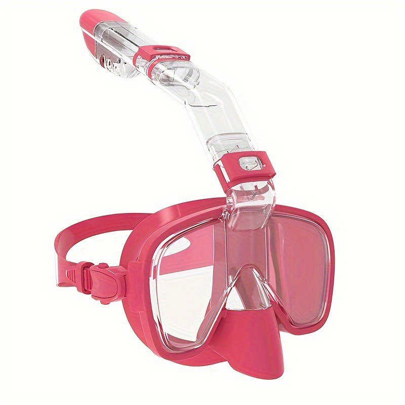 Panorámica 180 ° Máscara de snorkel: gafas de buceo de media cara antifugas y antivaho para snorkel: Rosa / L / XL