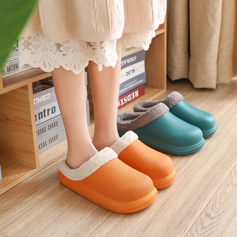 Paar binnen warme pantoffels winter tuin klompen schoenen vrouwen pluche pantoffels sandalen dames schoenen unisex bont muiltjes