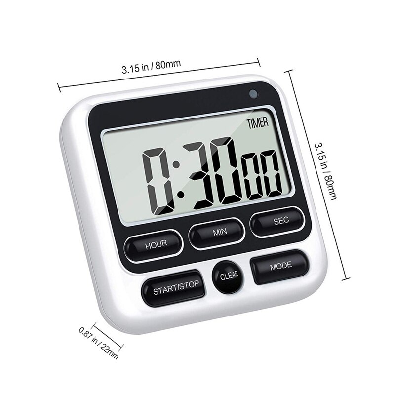 Digital Screen Kitchen Timer Large Display Square Cooking Count Up Countdown Alarm Clock Sleep Stopwatch Clock Kitchen Accessory