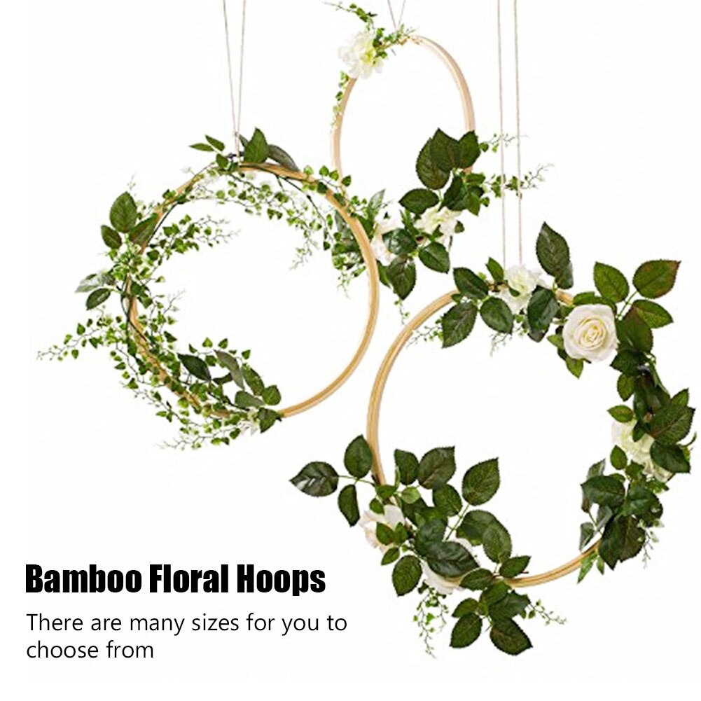 Ensemble de cerceaux en bois de 10 à 30cm, cercle artisanal en macramé, anneaux en bambou pour décoration de couronne de fleurs, attrape-rêve, artisanat d&#39;art