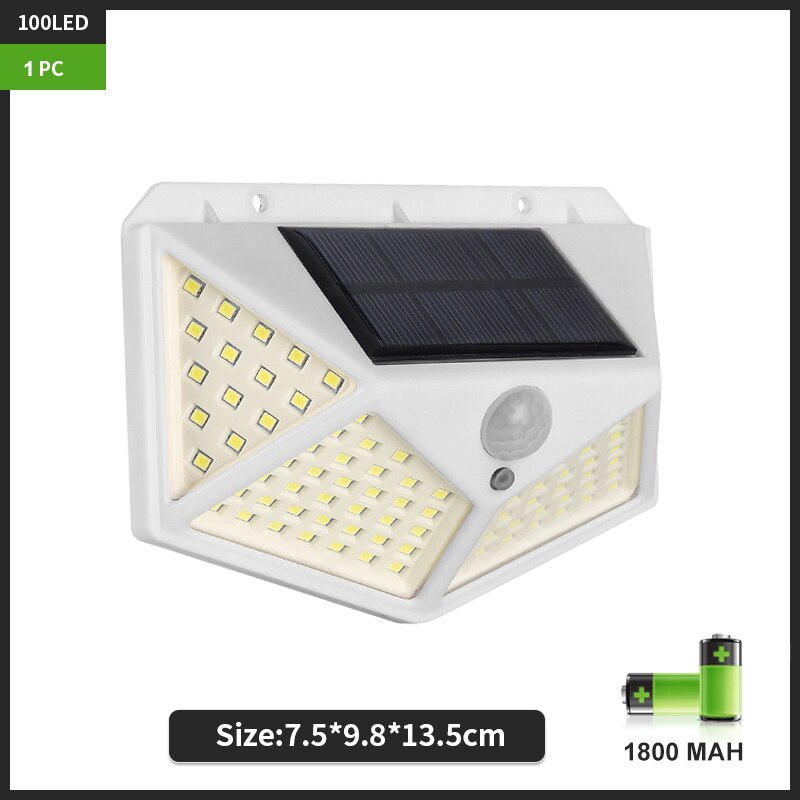 100 LED Solar Wall Lamp with 3 Modes for Outdoor Garden Decoration Human Body Induction Lighting Courtyard Sconce Lamp Fixtures: White-1 PC / Warm White