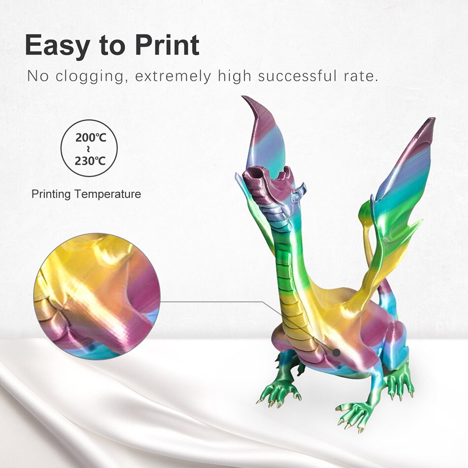 SUNLU – Filament 1.75 soie PLA pour imprimante 3D, Texture de soie, matériaux d&#39;impression arc-en-ciel
