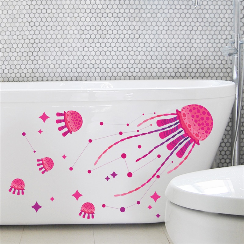 Medusa Mar Océano decoraciones para niños bebé guardería dibujos animados calamar pulpo baño adhesivo para decoración hogareña arte