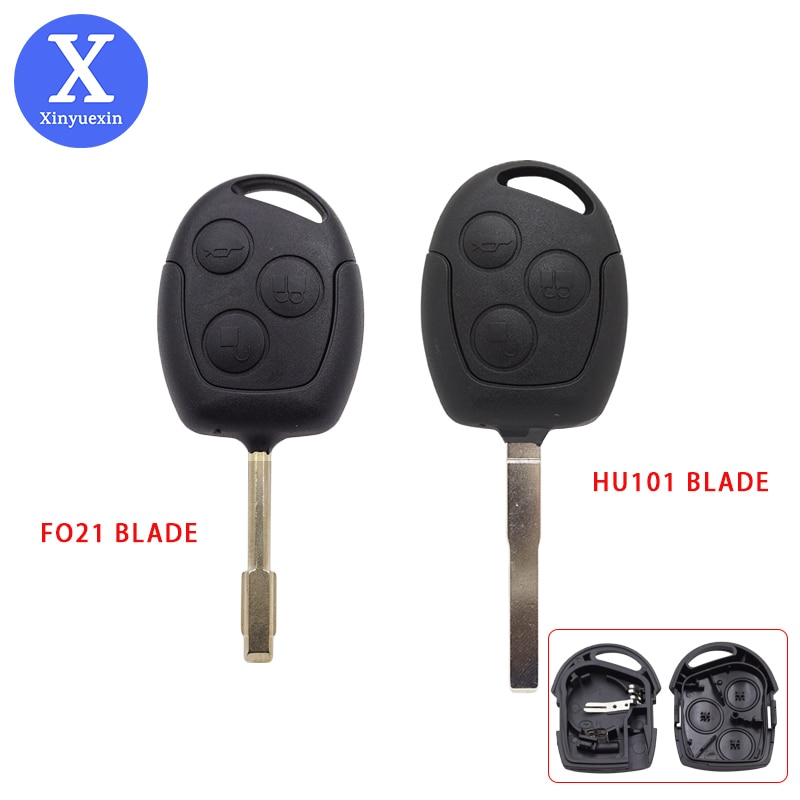 Xinyuexin 3 Knoppen Autosleutel Shell Case Cover Voor Ford Mondeo Focus 2 3 Festiva Fiesta Transit Vervangende Afstandsbediening Sleutel HU101 FO21