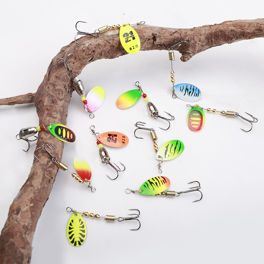 VIS KONING 1PCS 6.0CM 6.5CM Spinner Lepel Vissen Lokken Spinner Aas Lepel Vissen Bass Lokken met Dreg Visgerei